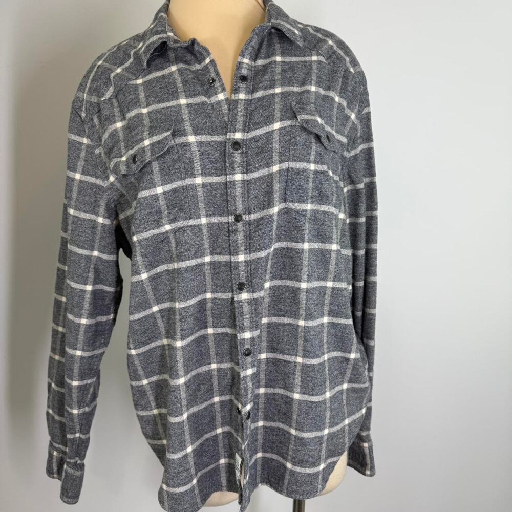 Lucky Brand Mens XL  grey plaid flannel vintage shirt